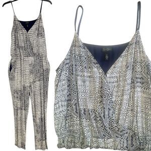 Jessica Simpson 100% Viscose Aztec Southwestern Rope Straps Pull On Jumpsuit